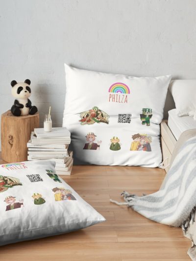 Philza Sticker Pack Throw Pillow Official Philza Merch