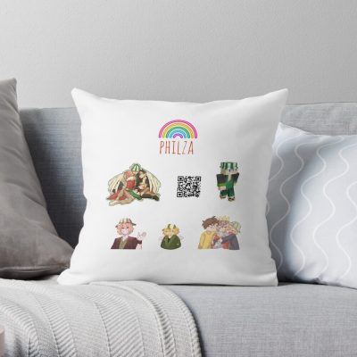 Philza Sticker Pack Throw Pillow Official Philza Merch